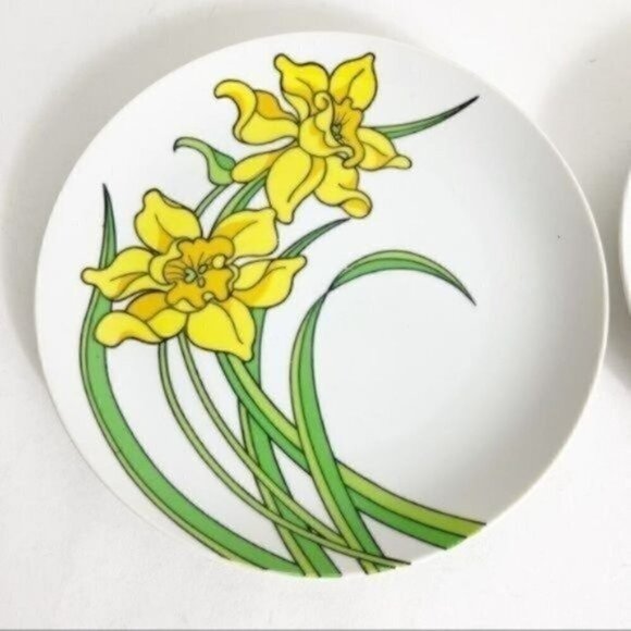 Fitz and Floyd Variations Daffodils 2 plates & 2 mugs set 1979 vintage - Picture 5 of 14